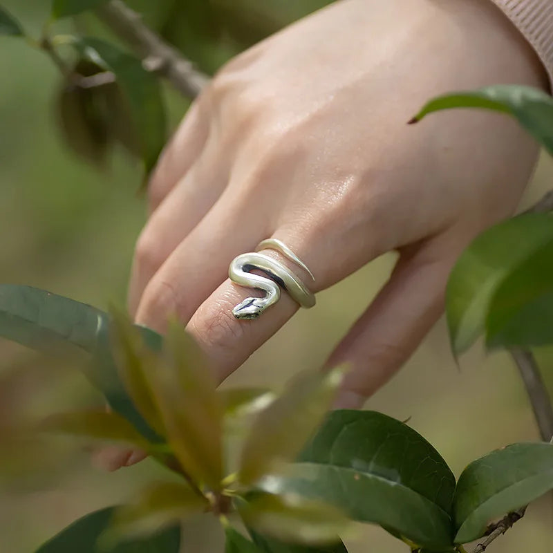 Silver Frosted Adjustable Snake Rings