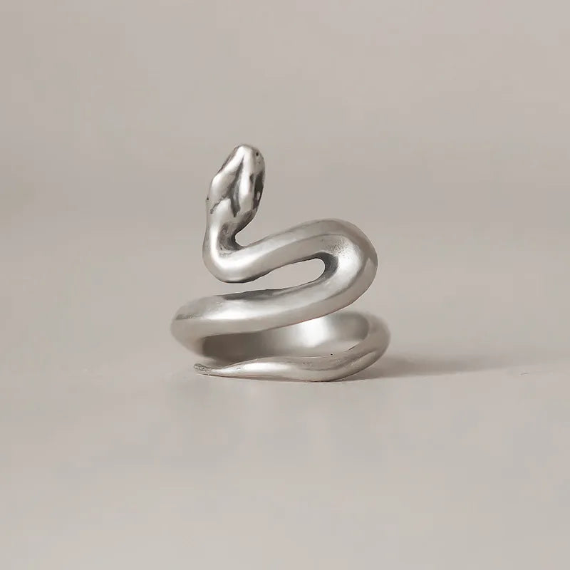 Silver Frosted Adjustable Snake Rings