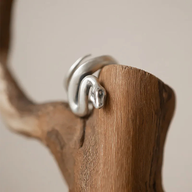 Silver Frosted Adjustable Snake Rings