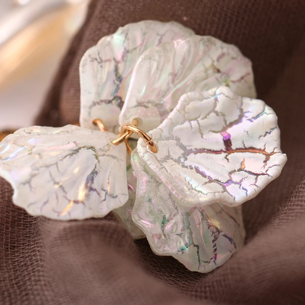 Korean White Acrylic Flower Drop Earrings