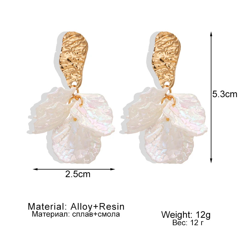Korean White Acrylic Flower Drop Earrings
