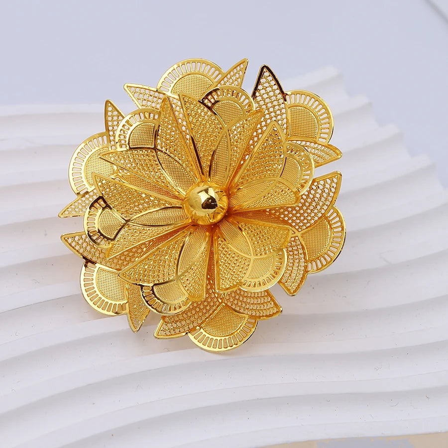 Dubai Gold Plated Flower Ring for Women