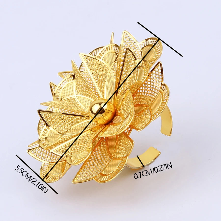 Dubai Gold Plated Flower Ring for Women