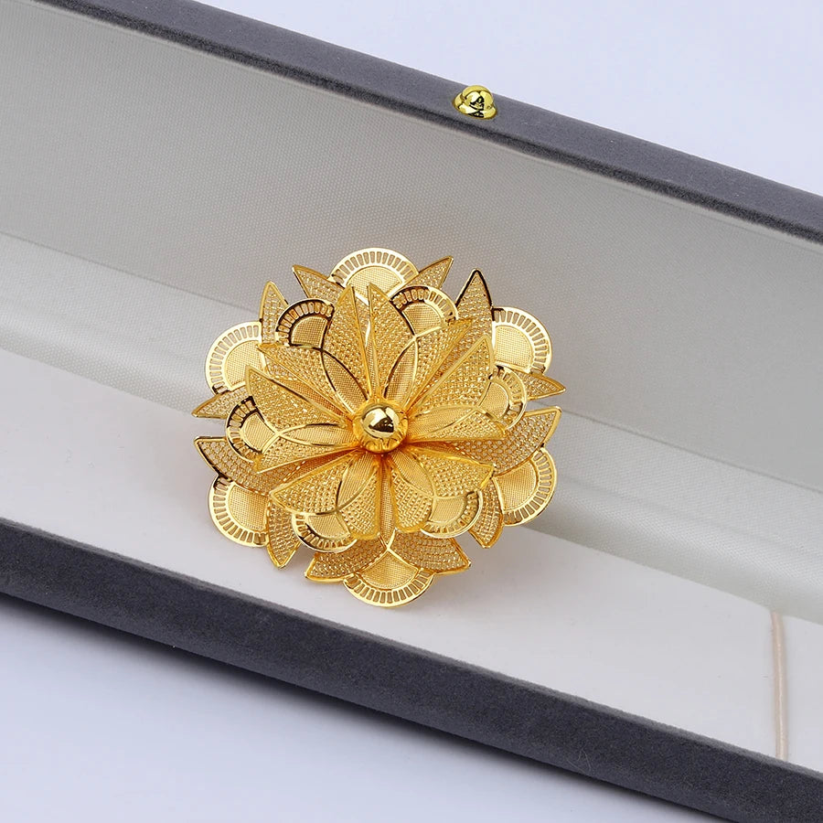 Dubai Gold Plated Flower Ring for Women